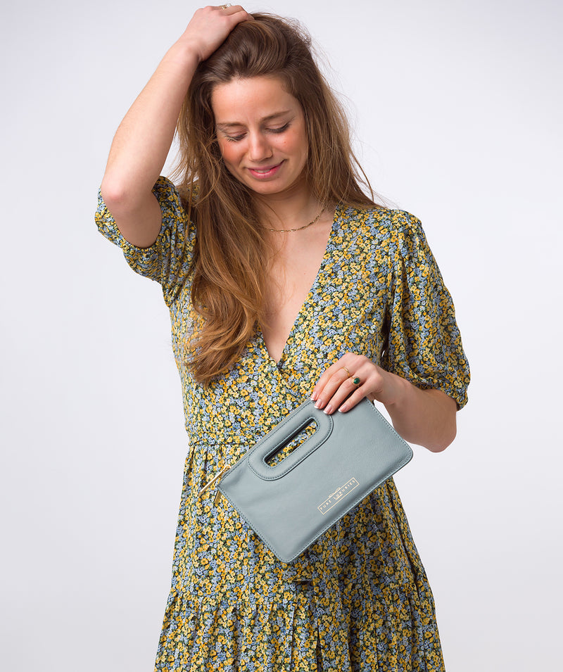 Pure Luxuries Classic Collection Bags: 'Esher' Cashmere Blue Leather Clutch Bag