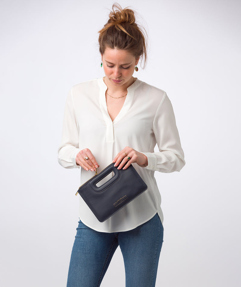 Pure Luxuries Classic Collection Bags: 'Esher' Navy Leather Clutch Bag