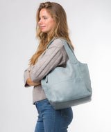 Pure Luxuries Eco Collection Bags: 'Freer' Cashmere Blue Leather Tote Bag