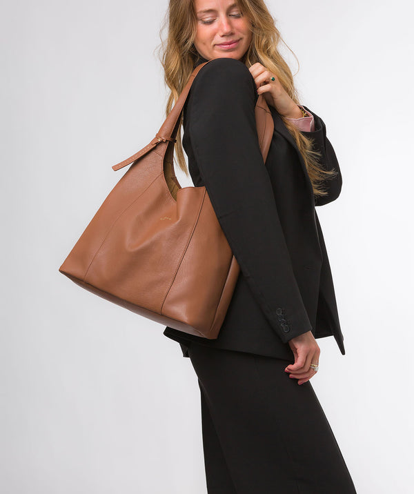 Pure Luxuries London Bags: 'Nina' Dark Tan Leather Shoulder Bag