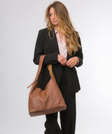 Pure Luxuries London Bags: 'Nina' Dark Tan Leather Shoulder Bag