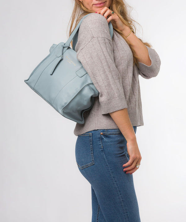 Pure Luxuries Eco Collection Bags: 'Alexandra' Cashmere Blue Leather Handbag