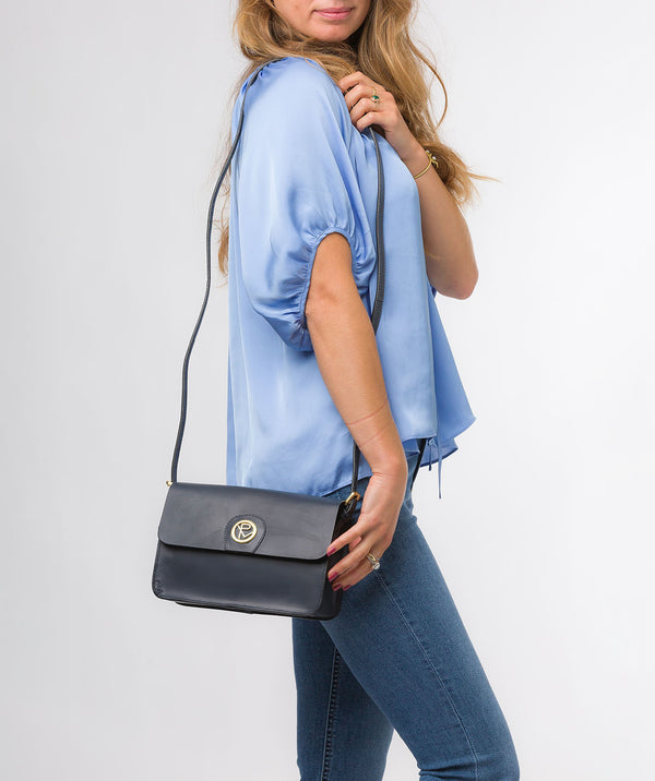 Pure Luxuries Lakes Collection Bags: 'Derwent' Navy Leather Cross Body Bag
