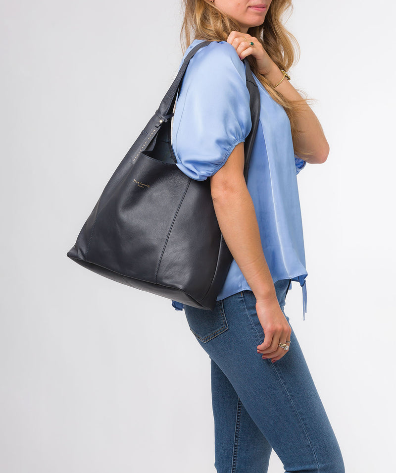 Pure Luxuries Eco Collection Bags: 'Nina' Dark Navy Leather Shoulder Bag