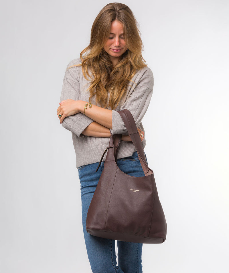 Pure Luxuries Eco Collection Bags: 'Nina' Plum Leather Shoulder Bag