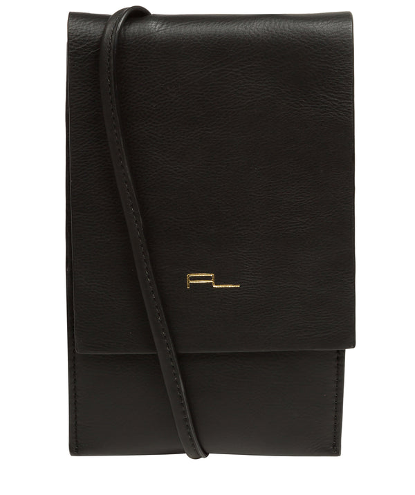 Pure Luxuries Knightsbridge Collection Bags: 'Rina' Black Nappa Leather Cross Body Phone Bag