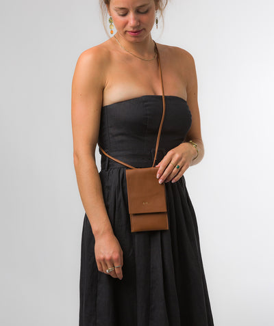 'Rina' Oak Nappa Leather Cross Body Phone Bag