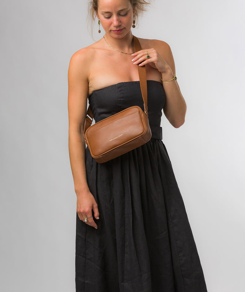 Pure Luxuries Knightsbridge Collection Bags: 'Dion' Oak Nappa Leather Cross Body Bag