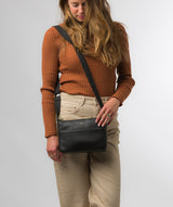 Pure Luxuries Knightsbridge Collection Bags: 'Amber' Black Nappa Leather Cross Body Bag