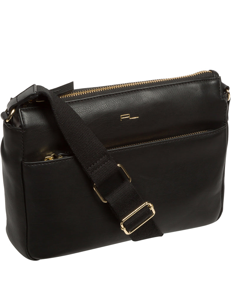 Pure Luxuries Knightsbridge Collection Bags: 'Amber' Black Leather Cross Body Bag