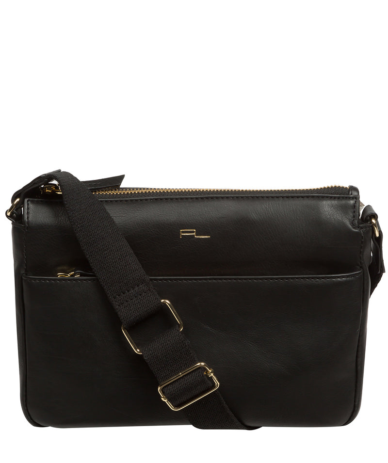 'Amber' Black Leather Cross Body Bag Pure Luxuries London