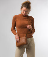 Pure Luxuries Knightsbridge Collection Bags: 'Amber' Oak Nappa Leather Cross Body Bag