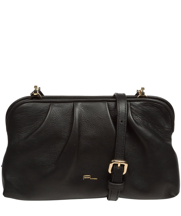 Pure Luxuries Knightsbridge Collection Bags: 'Halsey' Black Nappa Leather Cross Body Clutch Bag