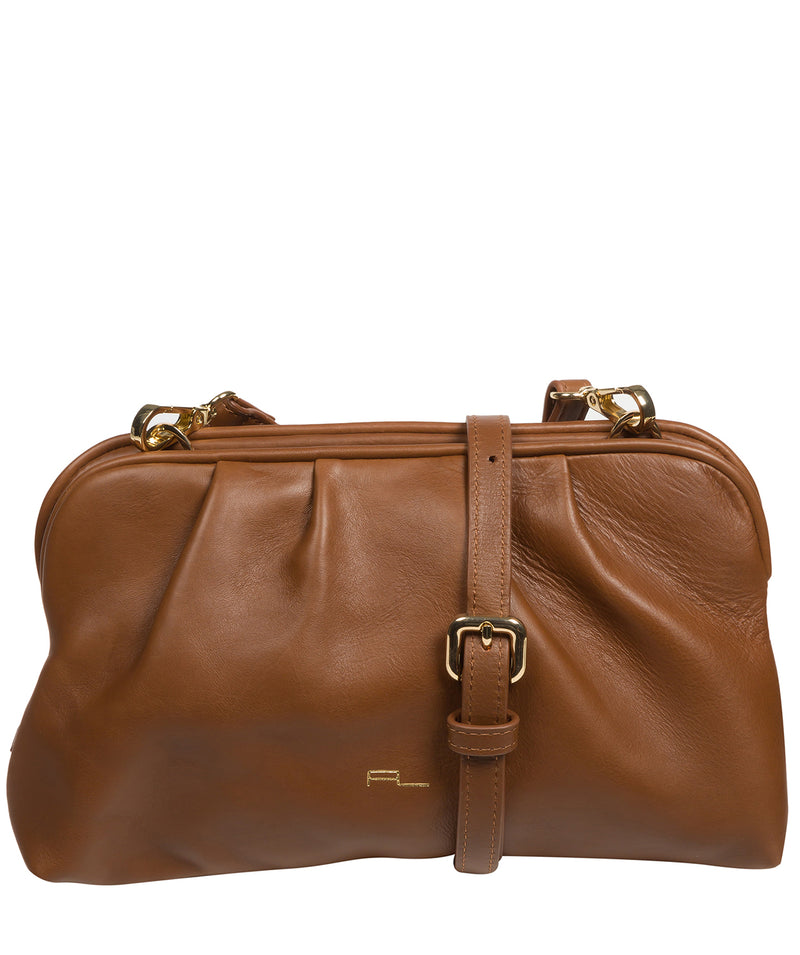 Pure Luxuries Knightsbridge Collection Bags: 'Halsey' Chestnut Nappa Leather Cross Body Clutch Bag