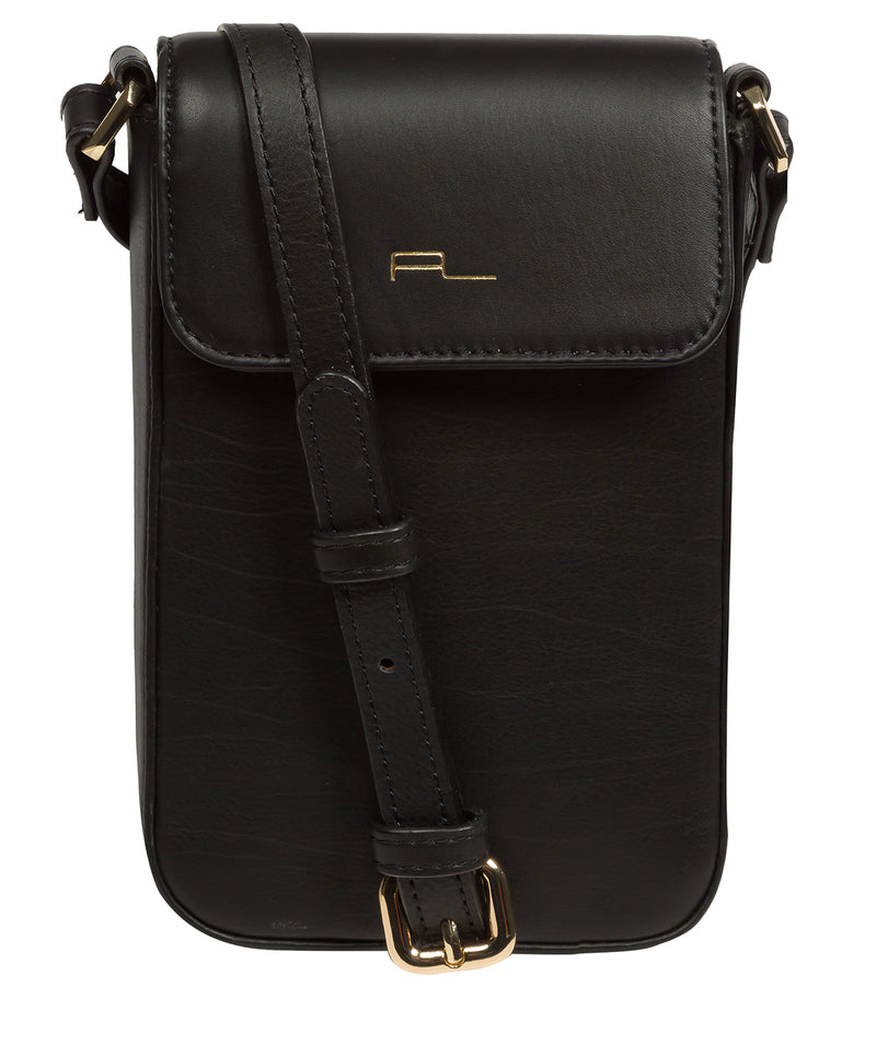 Pure Luxuries Knightsbridge Collection Bags: 'Selena' Black Leather Cross Body Phone Bag