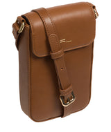 Pure Luxuries Knightsbridge Collection Bags: 'Selena' Chestnut Leather Cross Body Phone Bag