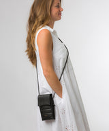 Pure Luxuries Knightsbridge Collection Bags: 'Lilian' Black Nappa Leather Cross Body Phone Bag