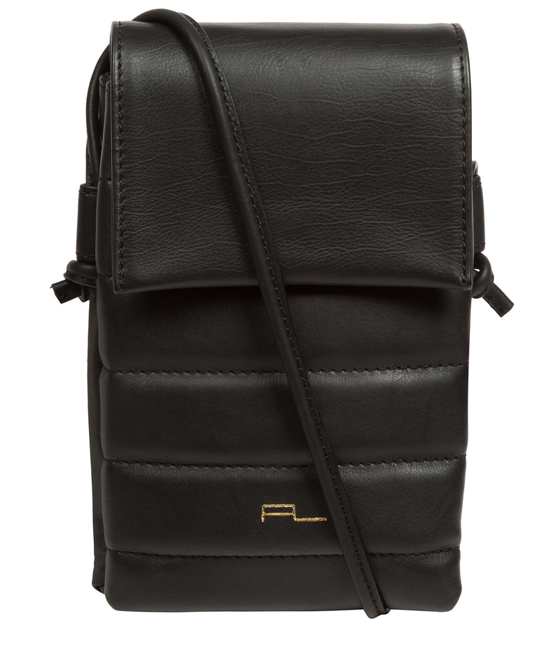 Pure Luxuries Knightsbridge Collection Bags: 'Lilian' Black Nappa Leather Cross Body Phone Bag