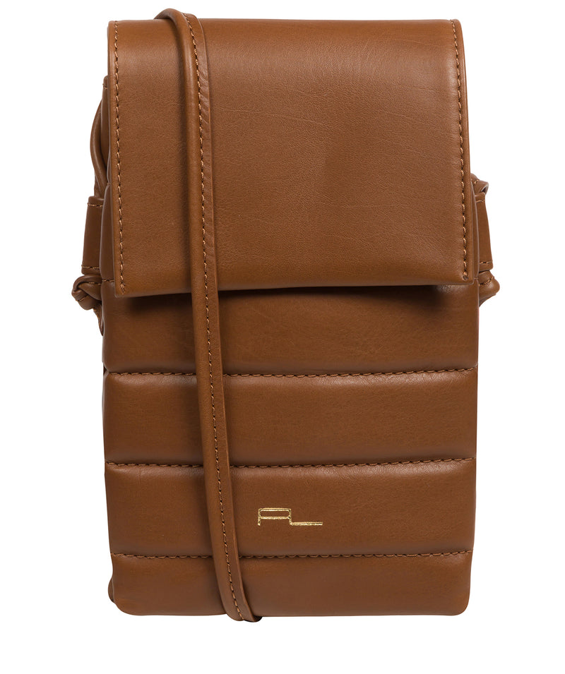 Pure Luxuries Knightsbridge Collection Bags: 'Lilian' Chestnut Nappa Leather Cross Body Phone Bag