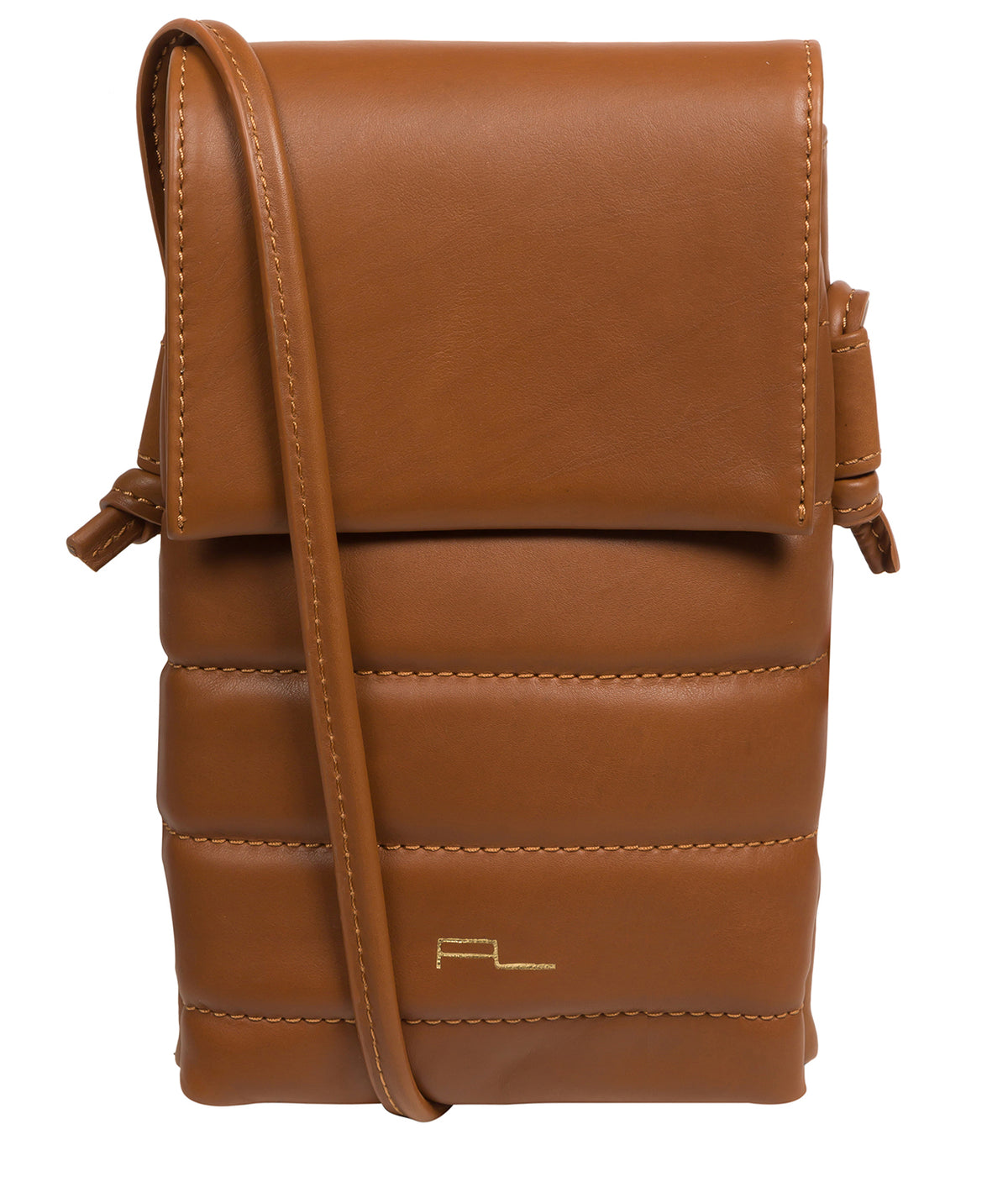Pure Luxuries Lilian oak Nappa leather crossbody phone bag front view