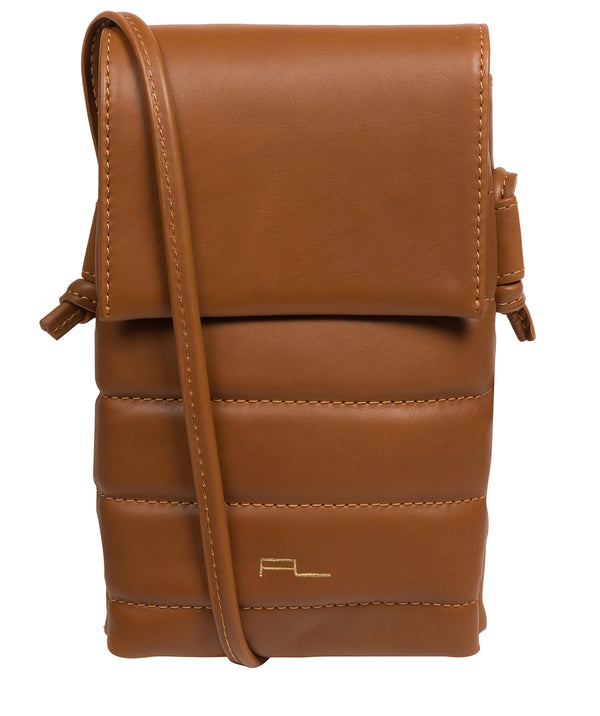Pure Luxuries Knightsbridge Collection Bags: 'Lilian' Oak Nappa Leather Cross Body Phone Bag