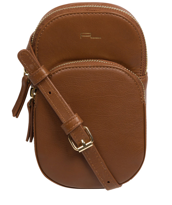 Pure Luxuries Knightsbridge Collection Bags: 'Violet' Chestnut Leather Cross Body Phone Bag