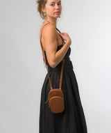 Pure Luxuries Knightsbridge Collection Bags: 'Violet' Oak Nappa Leather Cross Body Phone Bag