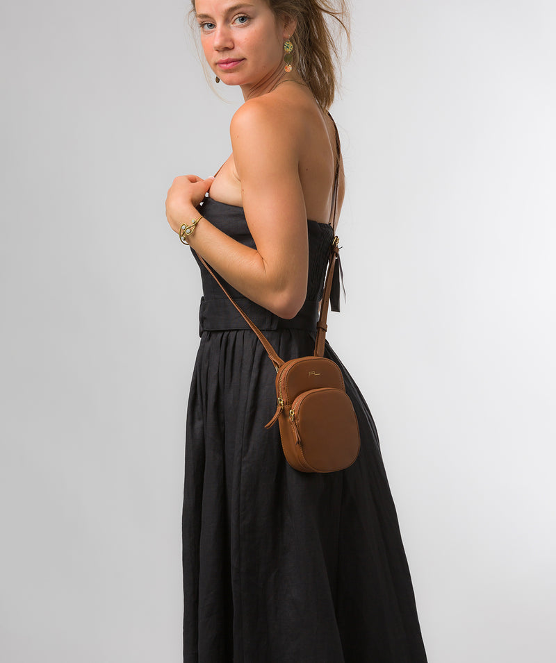 Pure Luxuries Knightsbridge Collection Bags: 'Violet' Oak Nappa Leather Cross Body Phone Bag