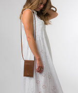 Pure Luxuries Knightsbridge Collection Bags: 'Lana' Chestnut Nappa Leather Cross Body Phone Bag