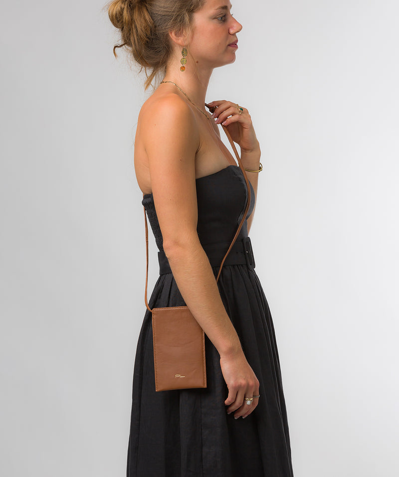 Pure Luxuries Knightsbridge Collection Bags: 'Lana' Oak Nappa Leather Cross Body Phone Bag
