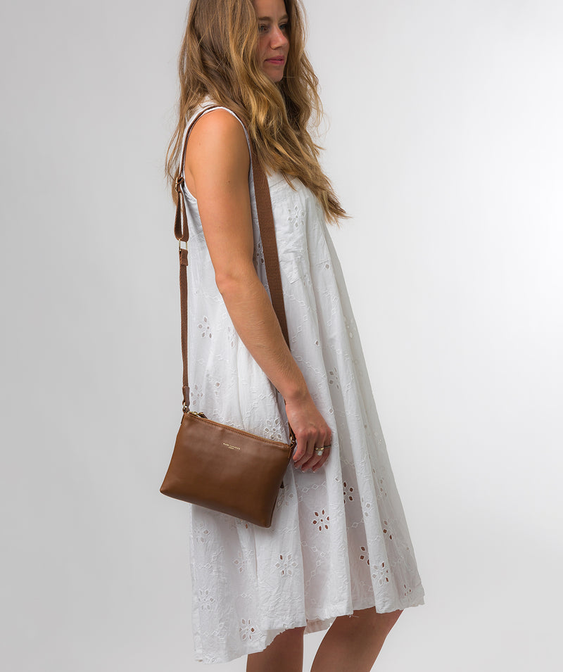 Pure Luxuries Knightsbridge Collection Bags: 'Nessa' Chestnut Nappa Leather Cross Body Bag