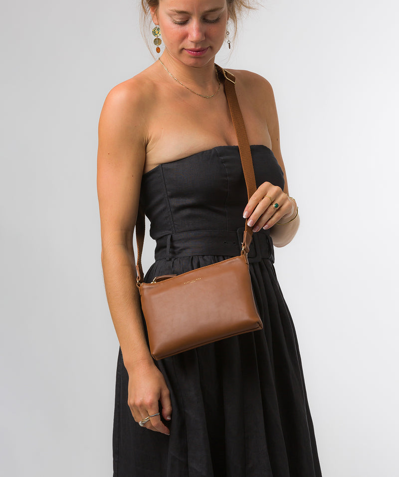Pure Luxuries Knightsbridge Collection Bags: 'Nessa' Oak Nappa Leather Cross Body Bag