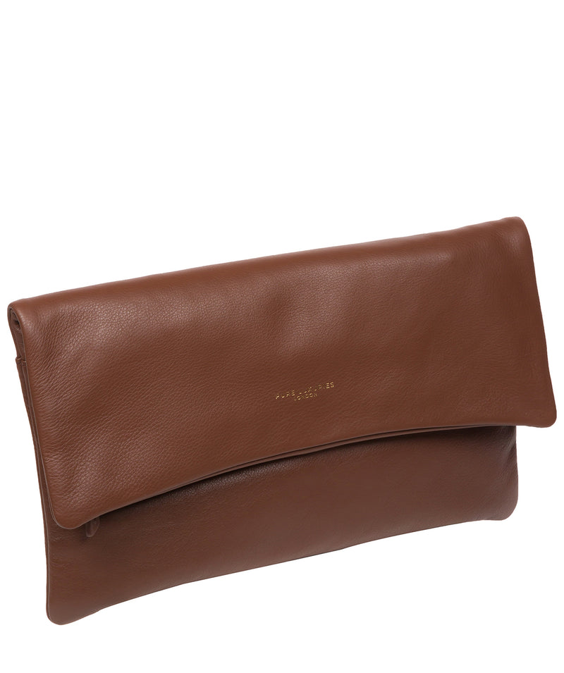Pure Luxuries Marylebone Collection Bags: 'Amelia' Dark Tan Nappa Leather Clutch Bag