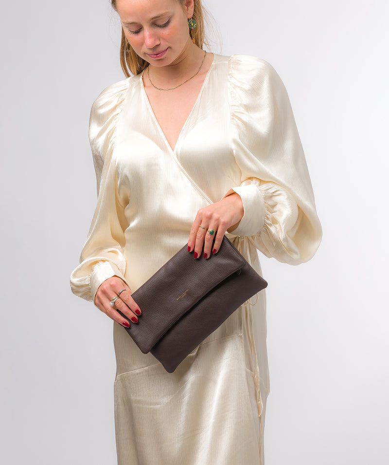 Pure Luxuries Marylebone Collection Bags: 'Amelia' Hot Fudge Nappa Leather Clutch Bag