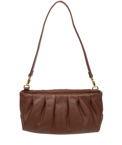 'Victoria' Dark Tan Nappa Leather Grab Clutch Bag
