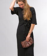 Pure Luxuries Marylebone Collection Bags: 'Victoria' Dark Tan Nappa Leather Grab Clutch Bag