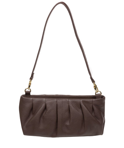 'Victoria' Hot Fudge Nappa Leather Grab Clutch Bag