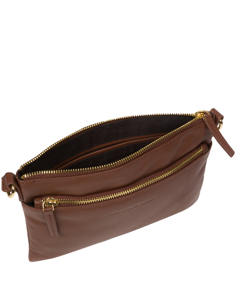 Pure Luxuries Marylebone Collection Bags: 'Hannah' Dark Tan Nappa Leather Cross Body Bag