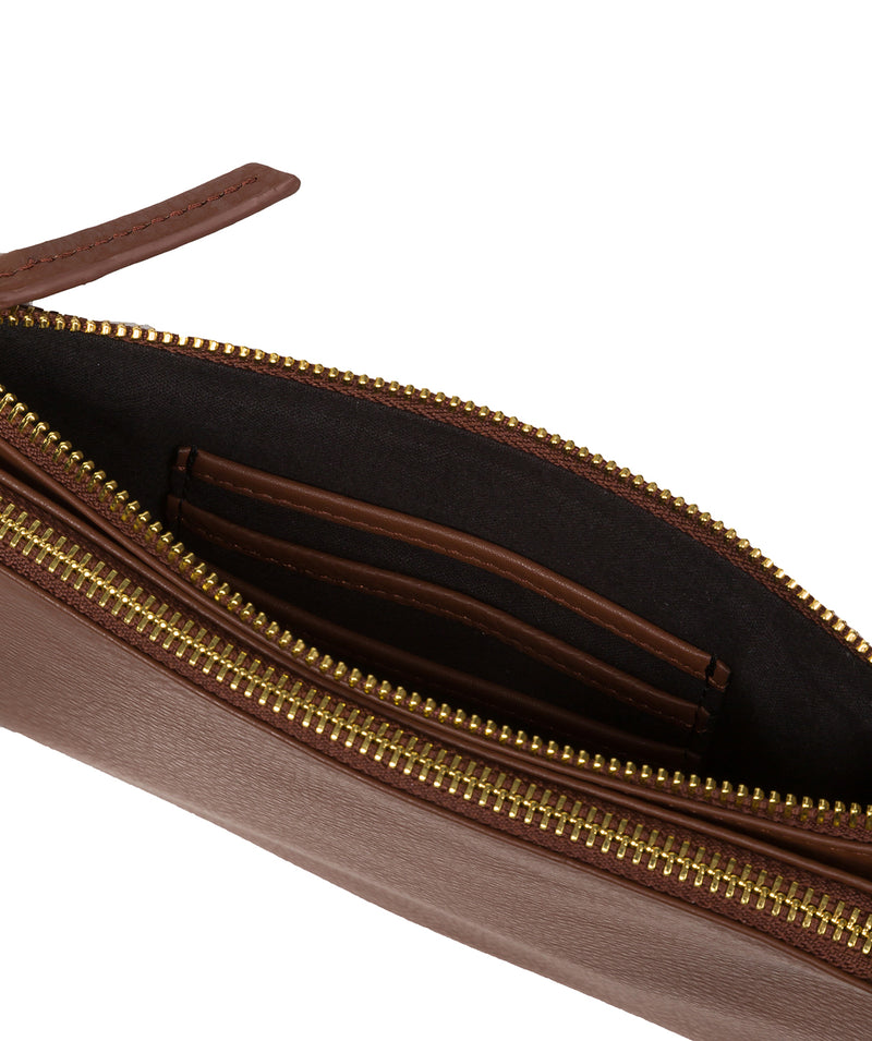 Pure Luxuries Marylebone Collection Bags: 'Addison' Dark Tan Nappa Leather Clutch Bag