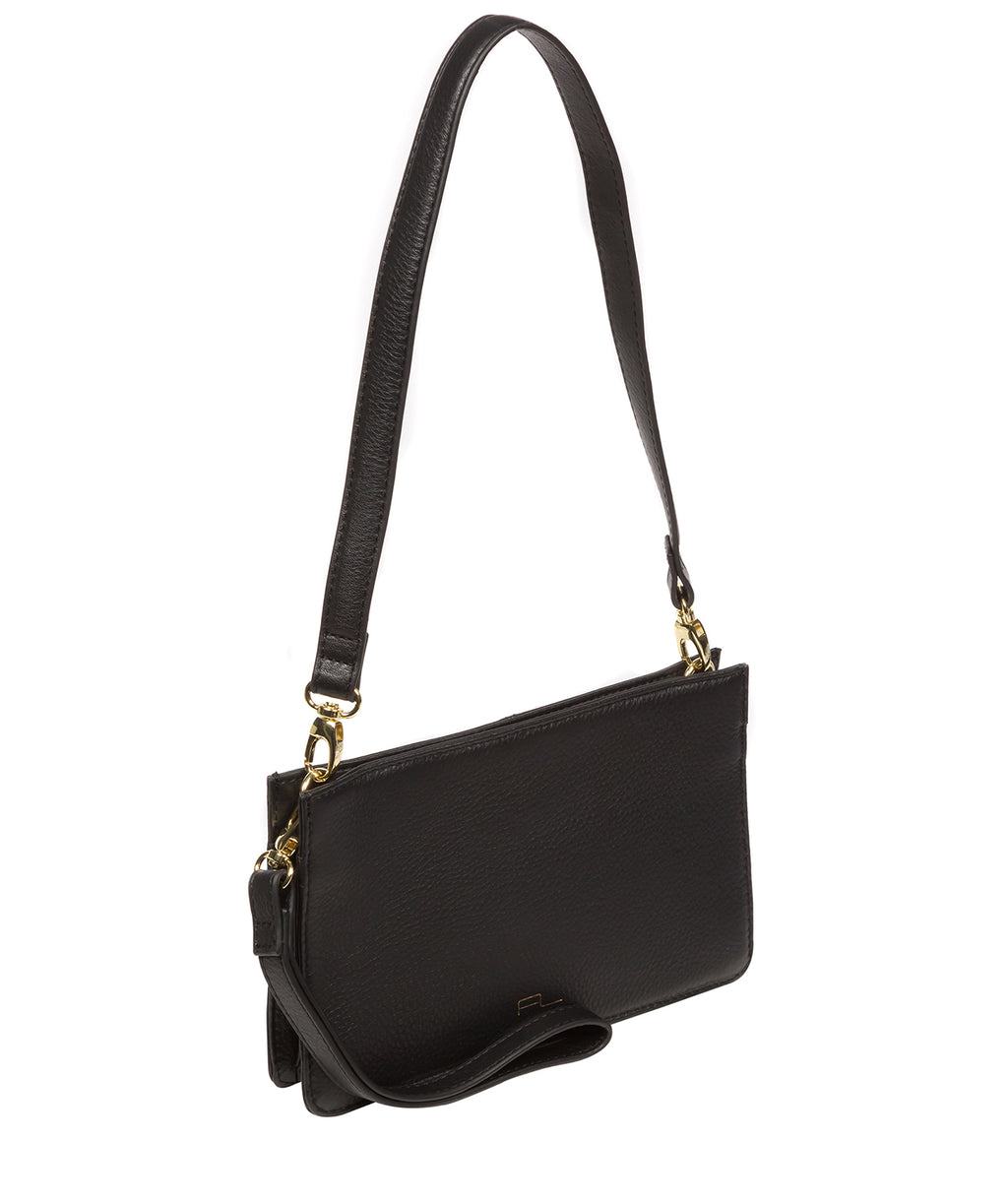 'Layla' Black Nappa Leather Grab Clutch Bag Pure Luxuries London