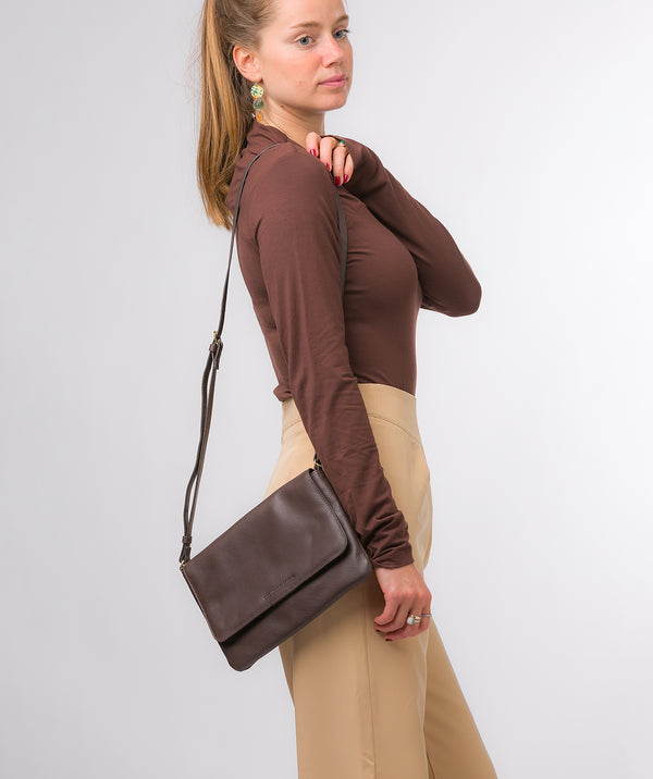 Pure Luxuries Marylebone Collection Bags: 'Ruby' Hot Fudge Nappa Leather Cross Body Bag