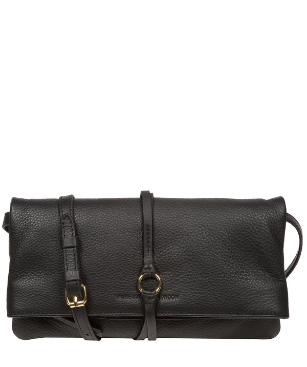 Pure Luxuries Marylebone Collection Bags: 'Selene' Black Nappa Leather Cross Body Clutch Bag