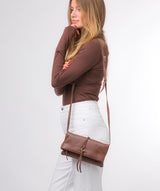 Pure Luxuries Marylebone Collection Bags: 'Selene' Dark Tan Nappa Leather Cross Body Clutch Bag