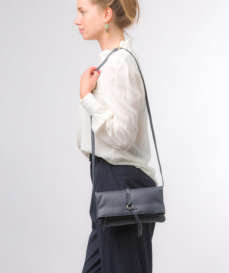 Pure Luxuries Marylebone Collection Bags: 'Selene' Navy Nappa Leather Cross Body Clutch Bag