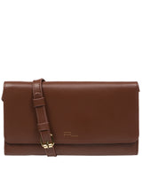 Pure Luxuries Marylebone Collection Bags: 'Saffron' Dark Tan Nappa Leather Cross Body Clutch Bag