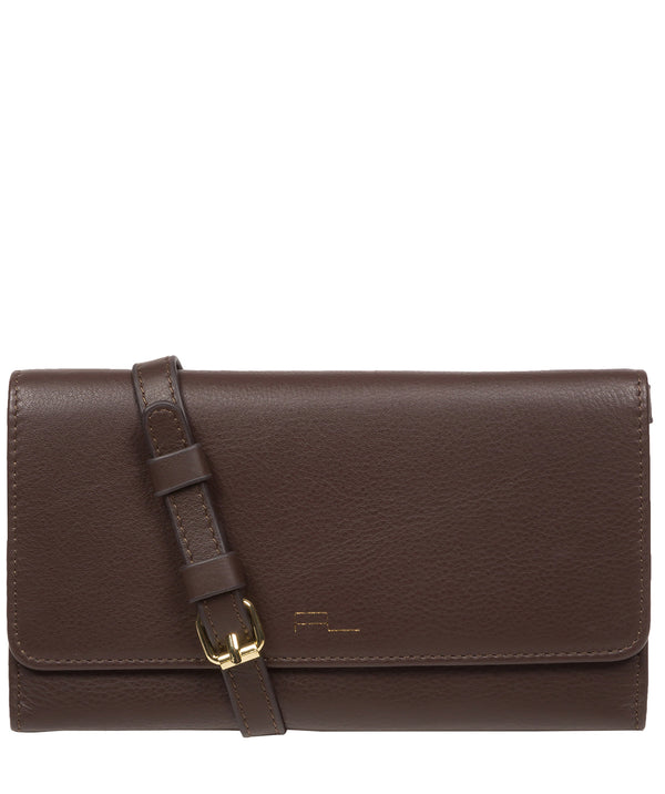 Pure Luxuries Marylebone Collection Bags: 'Saffron' Hot Fudge Nappa Leather Cross Body Clutch Bag
