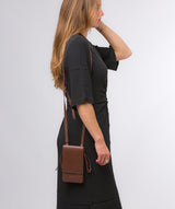 Pure Luxuries Marylebone Collection Bags: 'Audrey' Dark Tan Nappa Leather Cross Body Clutch Bag