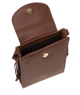 Pure Luxuries Marylebone Collection Bags: 'Kiana' Dark Tan Nappa Leather Cross Body Phone Bag