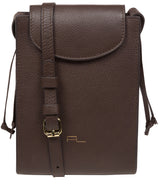 Pure Luxuries Marylebone Collection Bags: 'Kiana' Hot Fudge Nappa Leather Cross Body Phone Bag