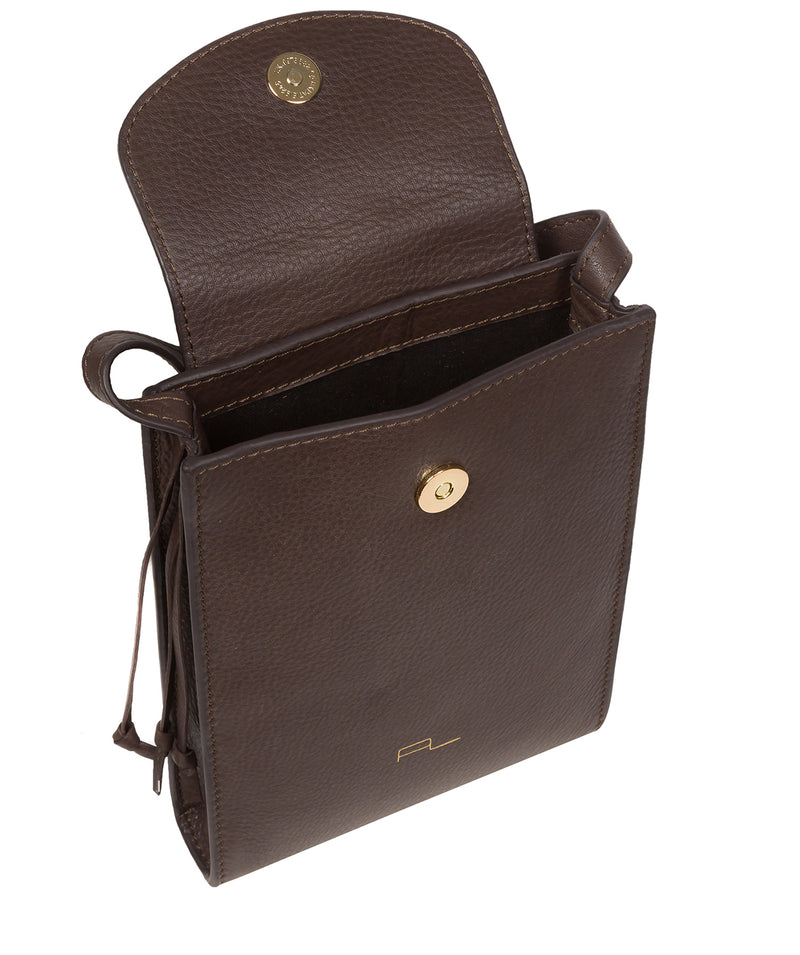 Pure Luxuries Marylebone Collection Bags: 'Kiana' Hot Fudge Nappa Leather Cross Body Phone Bag